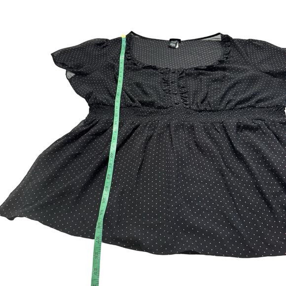 TORRID Sheer Babydoll Polka Dot Blouse Size 2 2X Black Pink Polyester #10175124 - Picture 9 of 9